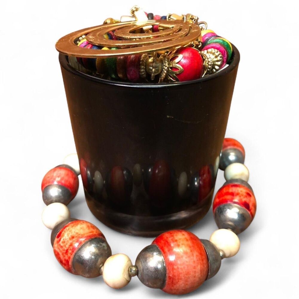 Gaudy Glam Jewelry Jar, 20+ Campy Casino Babe Vintage Jewelry Bundle